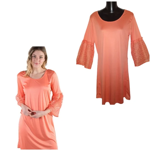 Manhattan Blues Dresses | Manhattan Blues Shift Dress Lace Ruffle Party Peasant Festival Peach Small | Color: Orange | Size: S | Pm-16034300's Closet